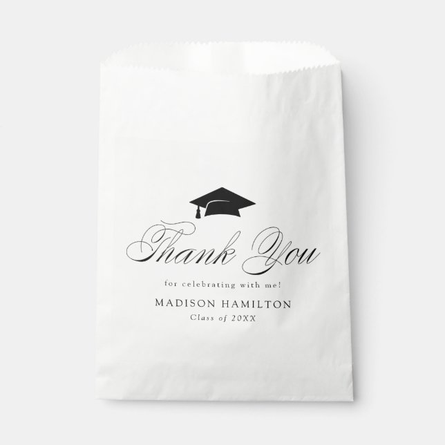 Sachets En Papier Élégant Merci de graduation en calligraphie noire (Devant)