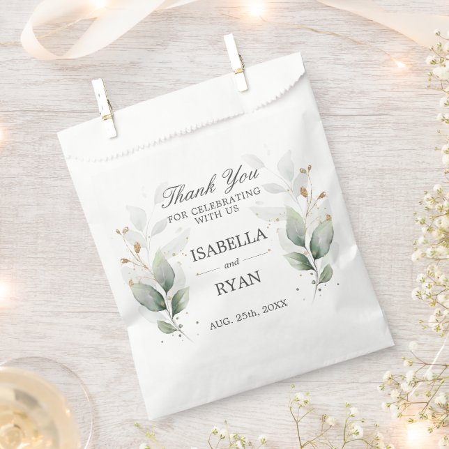 Sachets En Papier Élégant Merci d'or Feuille (Coupé)