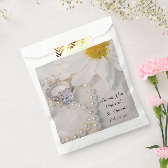 Sachets En Papier Élégant Merci Mariage blanc marguerrier (Scellé)