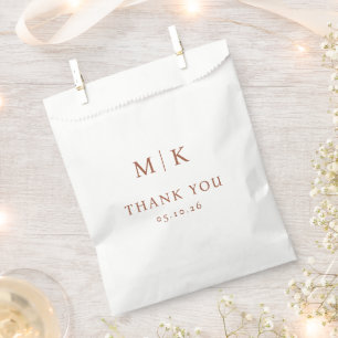 Sachets En Papier Élégant Merci Minimaliste Brun