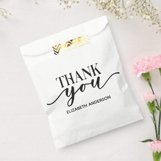 Sachets En Papier Élégant Merci noir blanc (Scellé)