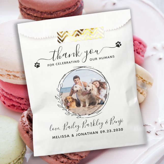 Sachets En Papier Élégant Merci photo de chien personnalisé Mariage  (Créateur téléchargé)