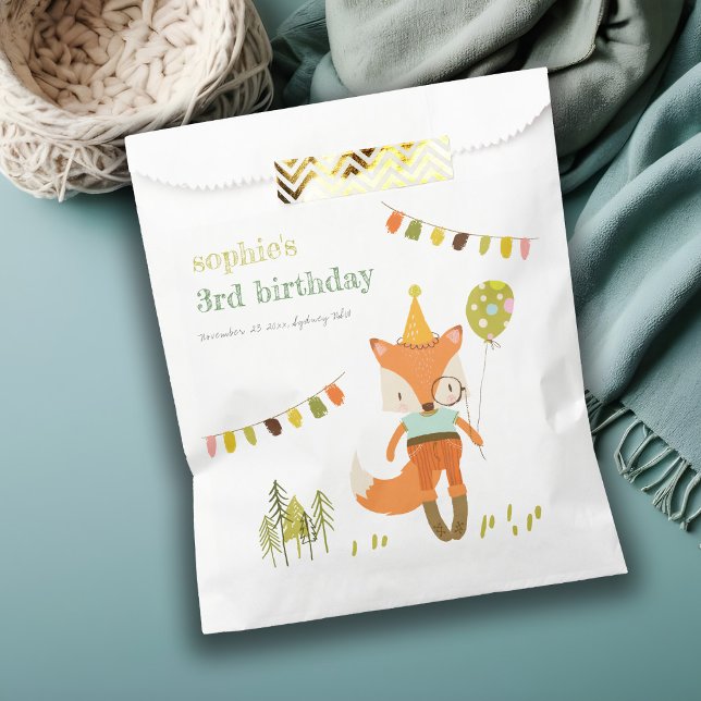 Sachets En Papier Élégant mignon Woodland Fun Party Fox Anniversaire (Créateur téléchargé)