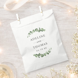 Sachets En Papier Élégant Monogramme de Mariage au Eucalyptus Vert