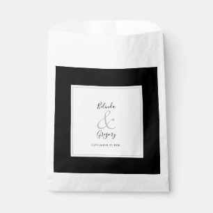 Sachets En Papier Élégant Monogramme Mariage noir et blanc