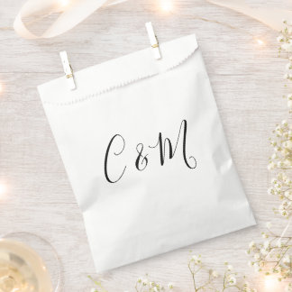 Sachets En Papier Élégant Monogramme Noir et Blanc