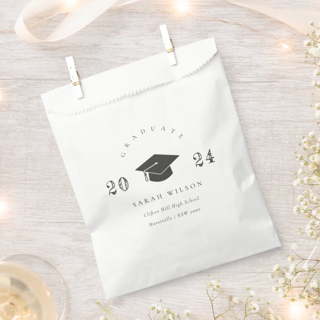 Sachets En Papier Élégant noir et blanc Minimal Graduation simple (Coupé)