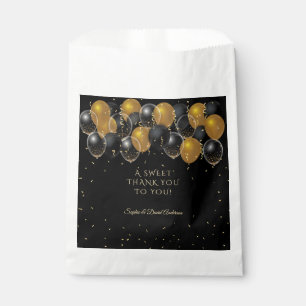 Sachets En Papier Élégant or noir Balloons Confetti Mariage