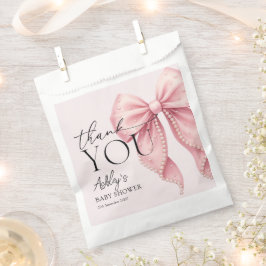 Sachets En Papier Elegant Pink Bow Baby Shower Thank You