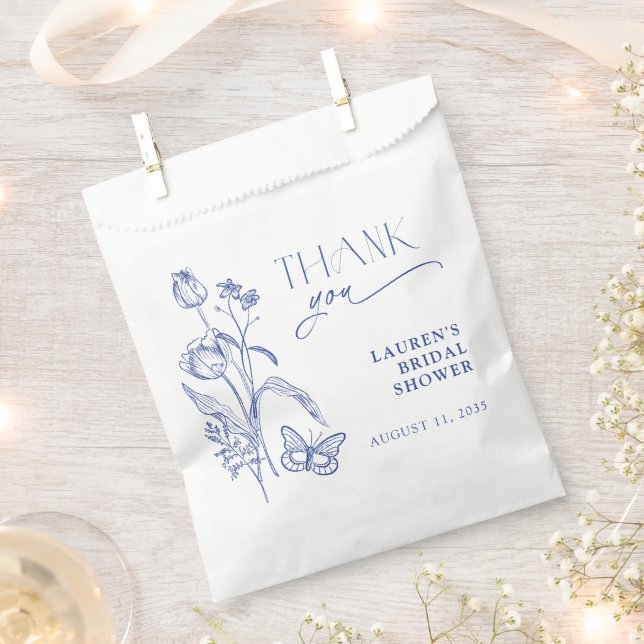 Sachets En Papier Élégant quelque chose de Merci bleu Fête des marié (Coupé)