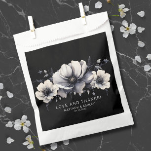 Sachets En Papier Élégant Remerciement de Mariage Floral Noir