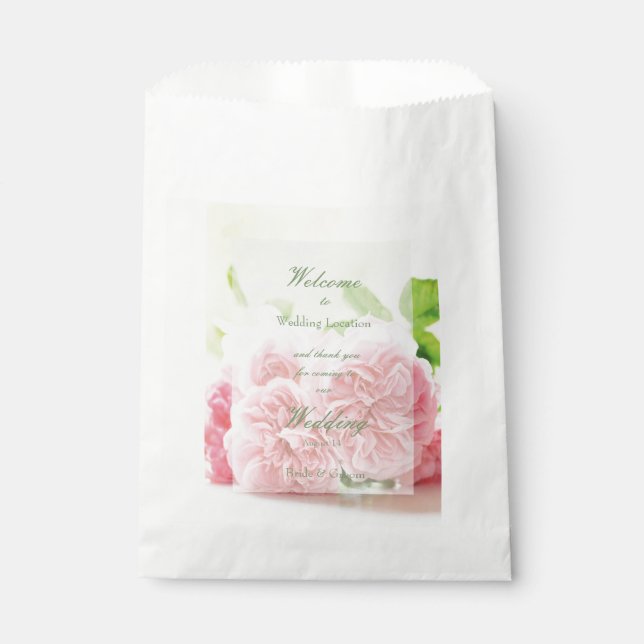 Sachets En Papier Élégant Rose d'été rose Mariage (Devant)
