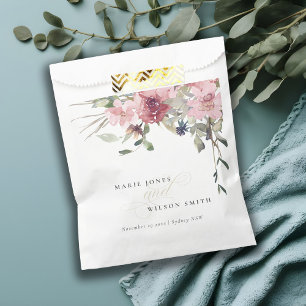 Sachets En Papier Élégant Rose Dusky Blush Fleur sauvage Floral Mari