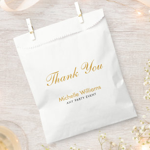Sachets En Papier Élégant Script de remerciement en or personnalisé
