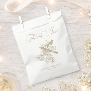 Sachets En Papier Elégant Tan Chinoiserie Nature Birds Baby shower