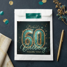 Elegant Teal Gold 60th Birthday Party Thank You