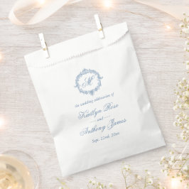 Sachets En Papier Elegant Vintage Blue Toile Monogram Wedding