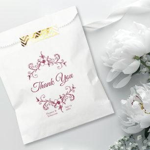 Sachets En Papier Élégant Vintage Romance Bourgogne Floral Mariage