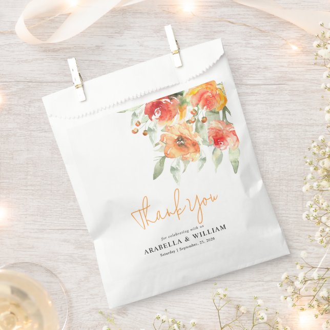 Sachets En Papier Elégante aquarelle Apricot Floral (Coupé)