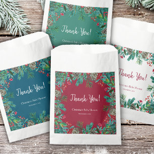 Sachets En Papier Elégante aquarelle Baby shower de Noël Rouge