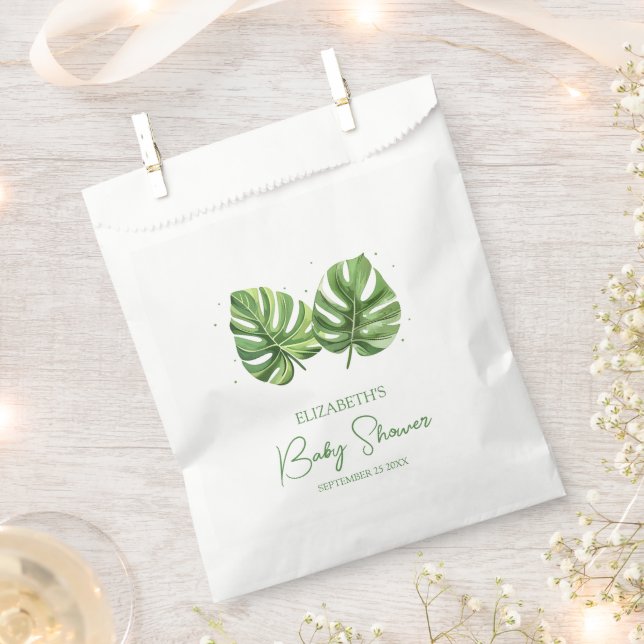 Sachets En Papier Elégante aquarelle Baby shower de palme tropicale (Coupé)