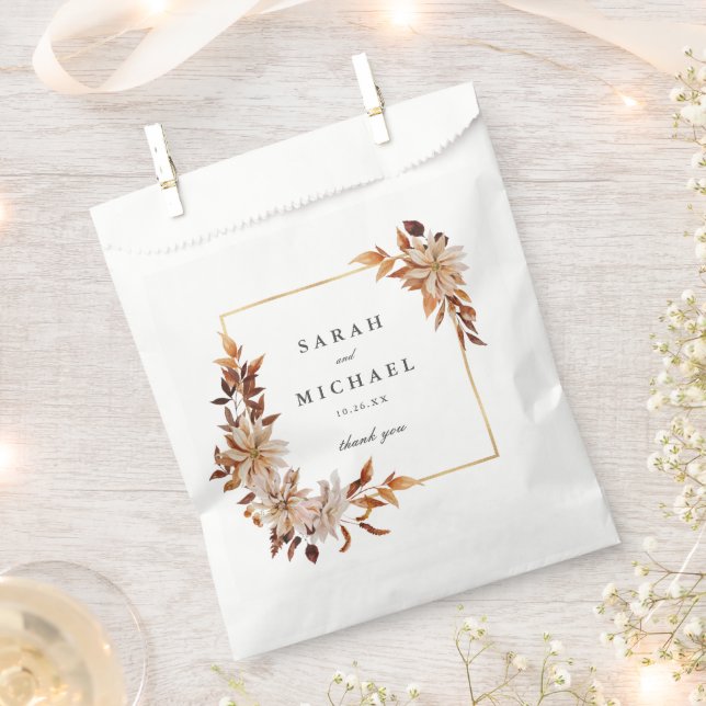 Sachets En Papier Elégante aquarelle d'automne Floral | MARIAGE (Coupé)
