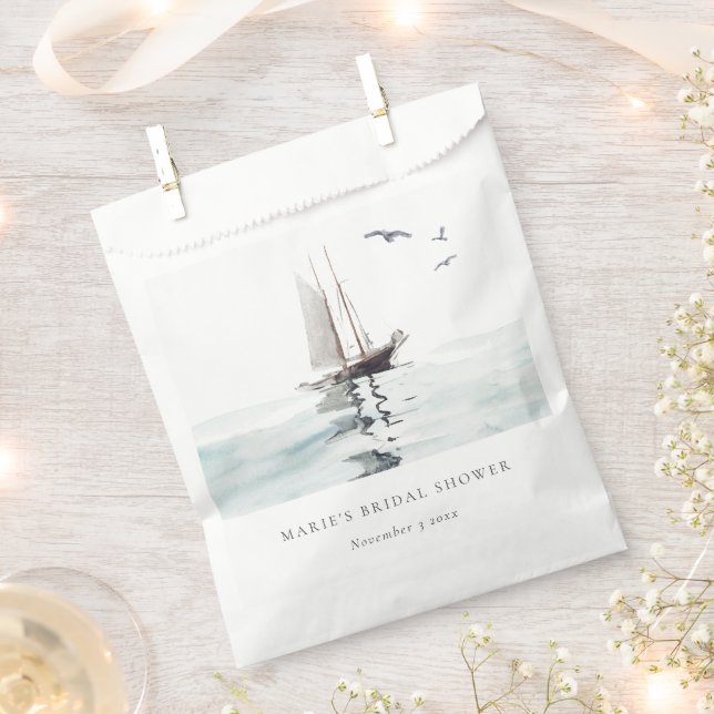 Sachets En Papier Elégante aquarelle Fête des mariées nautique (Coupé)