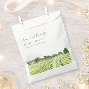 Sachets En Papier Elégante aquarelle Green Winery Vignoble Mariage