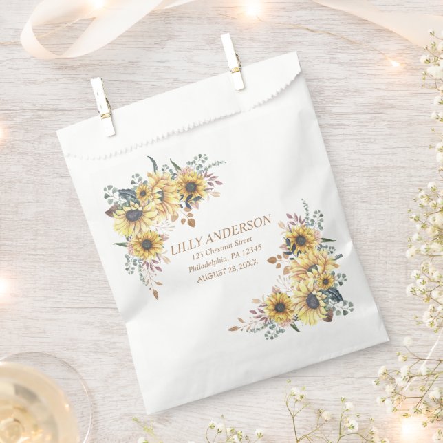 Sachets En Papier Elégante Aquarelle Jaune Sunflower Sunny (Coupé)