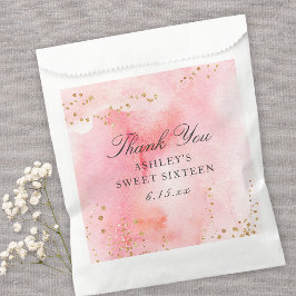 Sachets En Papier Elégante Aquarelle rose Or Sweet 16 Partie