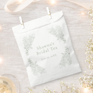 Sachets En Papier Elégante Chinoiserie de Sage Naturelle Mariage Sho