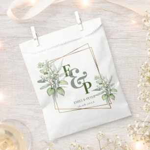 Sachets En Papier Elégante Eucalyptus Monogramme Soirée de Mariage V