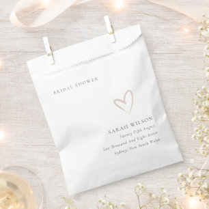 Sachets En Papier Élégante Fête des mariées de coeur rose pâle