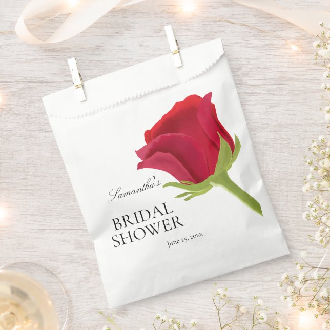 Sachets En Papier Élégante Fête des mariées de rose rouge (Coupé)