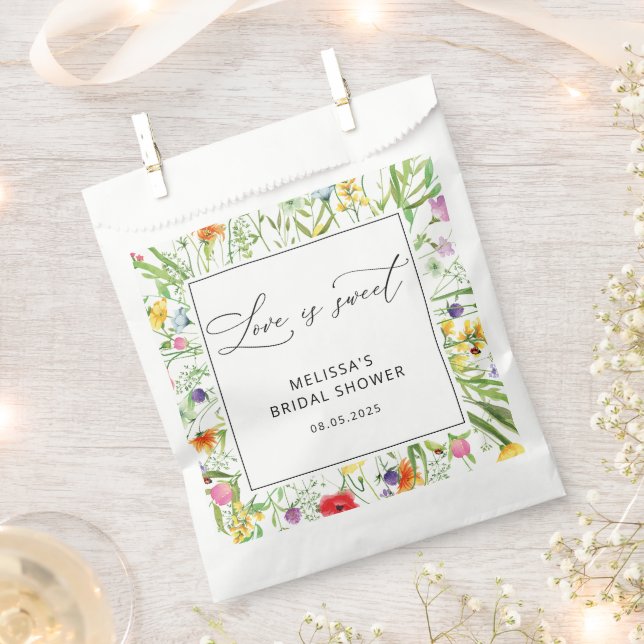 Sachets En Papier Élégante Fête des mariées Fleur sauvage moderne (Coupé)