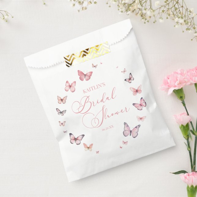 Sachets En Papier Élégante Fête des mariées papillon rose doux (Scellé)