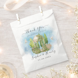 Sachets En Papier Elégante Gazebo fleurs Mariage colombes Merci