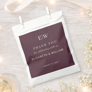 Sachets En Papier Elégante laque simple cerise, Mariage Monogramme
