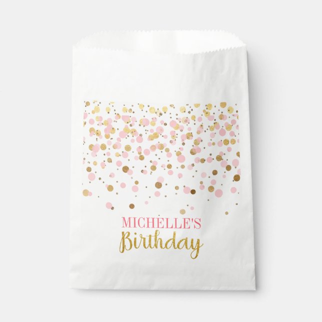 Sachets En Papier Elégante Parties scintillant d'or rose Confetti An (Devant)