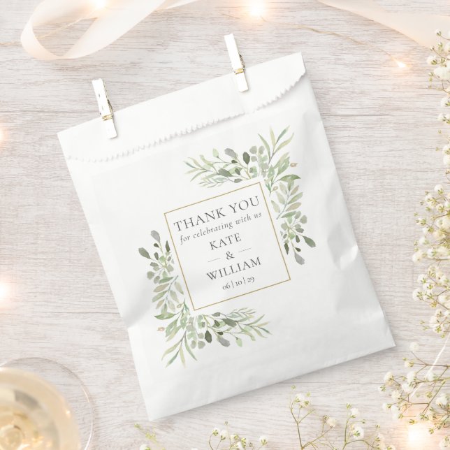 Sachets En Papier Elégante verdure Aquarelle Mariage Favor Sac (Coupé)