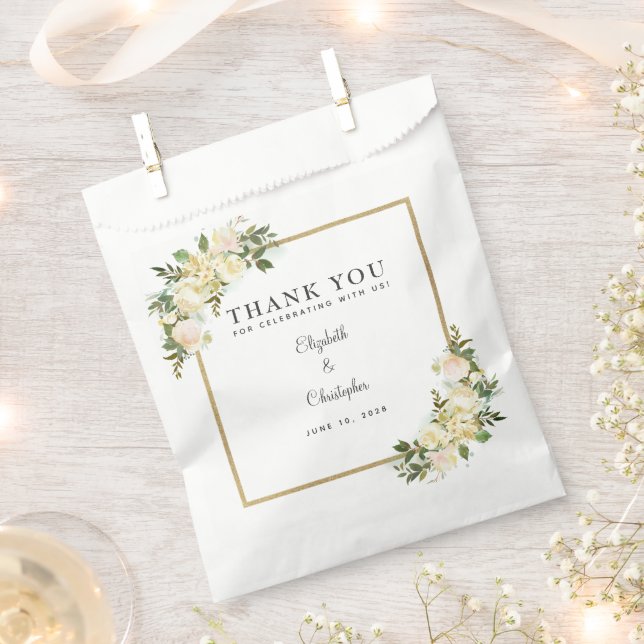 Sachets En Papier Élégante verdure botanique Merci Mariage (Coupé)
