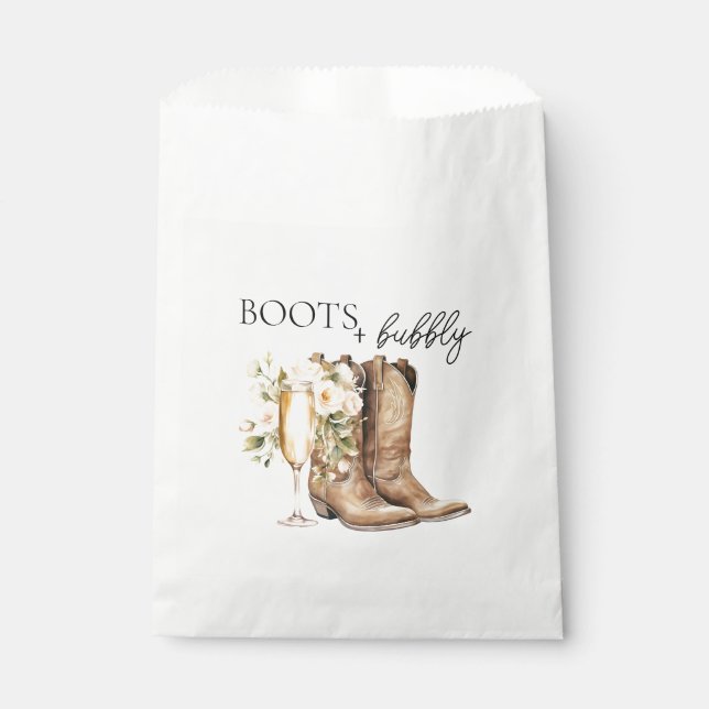 Sachets En Papier Élégantes Bottes et Mariage à Bubbly  (Devant)