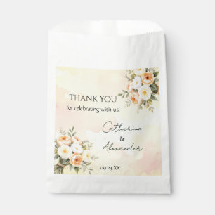 Sachets En Papier Élégantes roses aquarelles rustiques pour mariage