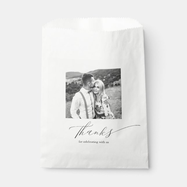 Sachets En Papier Elegat Calligraphie Mariage photo Merci (Devant)