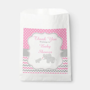 Sachets En Papier Elephant rose et gris Baby shower