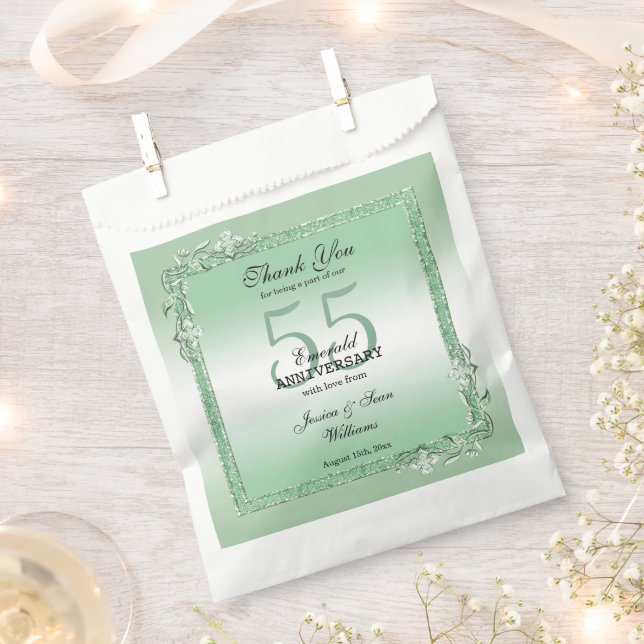 Sachets En Papier Emerald Gem & Parties scintillant 55e anniversaire (Coupé)
