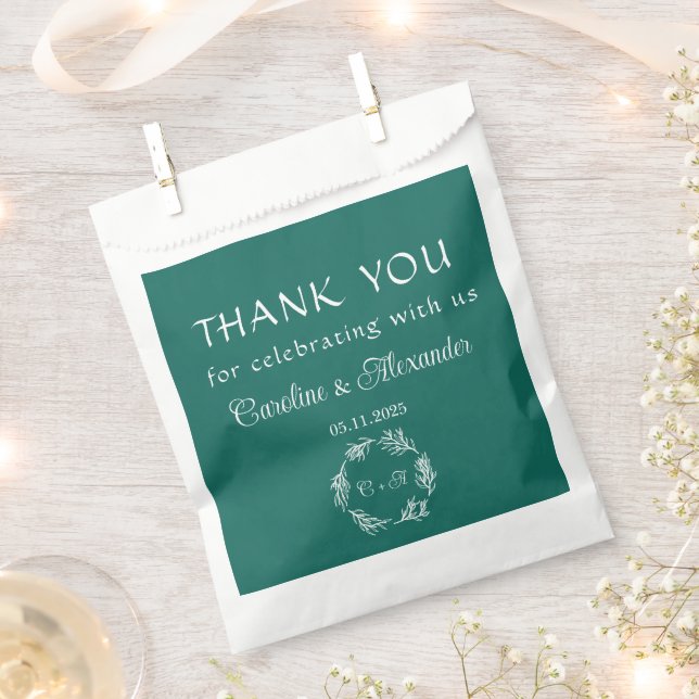 Sachets En Papier Emerald Green Simple Élégant Moderne Chic Mariage  (Coupé)