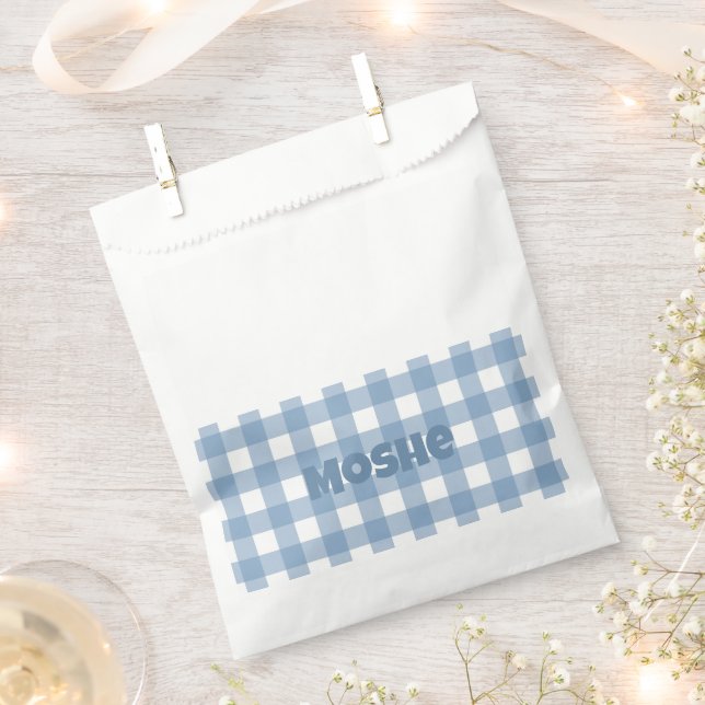 Sachets En Papier En vichy fête d'anniversaire bleu (Coupé)
