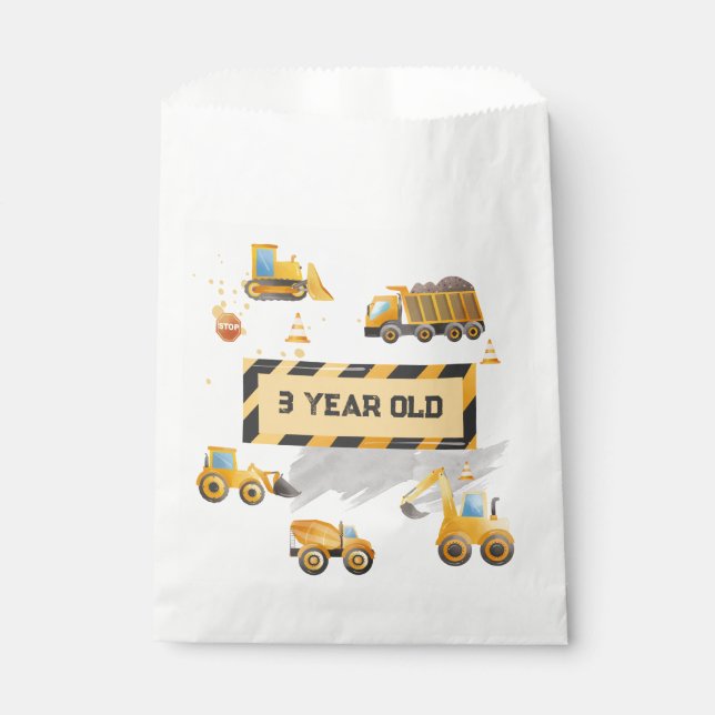 Sachets En Papier Enfants construction mignonne Anniversaire (Devant)