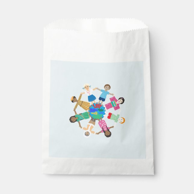 Sachets En Papier enfants du monde tenant la main (Devant)